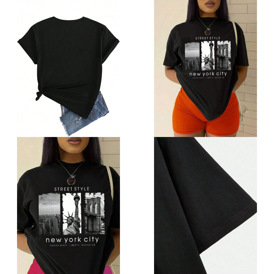 Street Fashion In New York - 【New style】 Pattern Printed Short-Sleeved T-Shirt