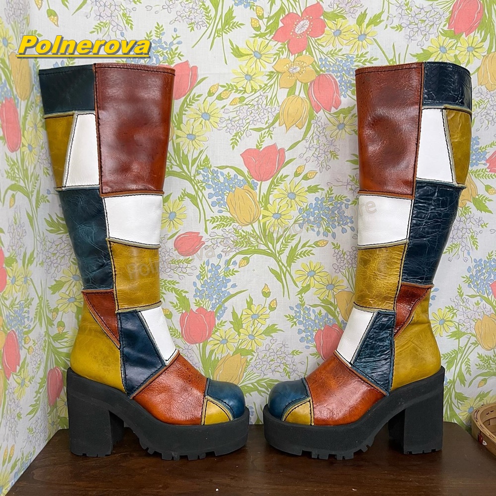 Women Retro Patchwork Leather  - Street Fashion Vintage avaliação e preço