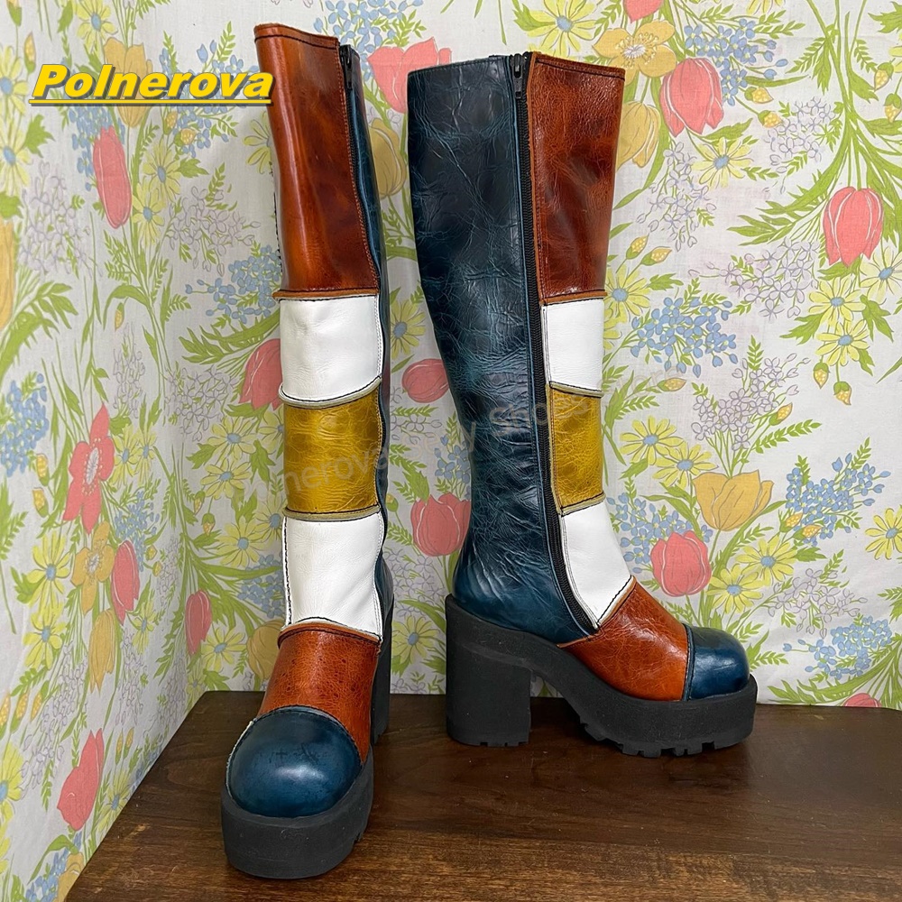 Women Retro Patchwork Leather  - Street Fashion Vintage avaliação e preço