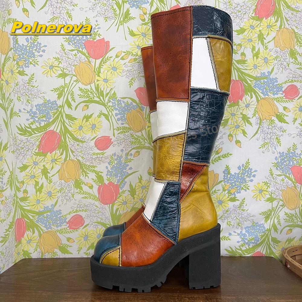 Women Retro Patchwork Leather  - Street Fashion Vintage avaliação e preço
