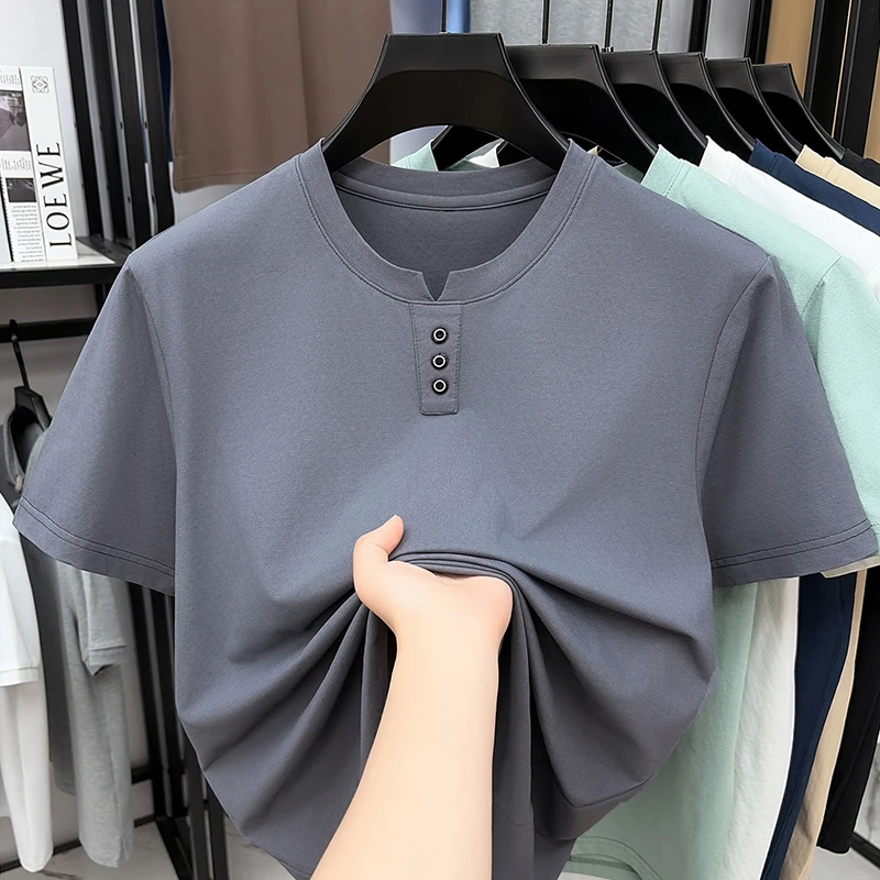 Mens Casual Henley Neck T Shir - Street Fashion Tshirt avaliação e preço