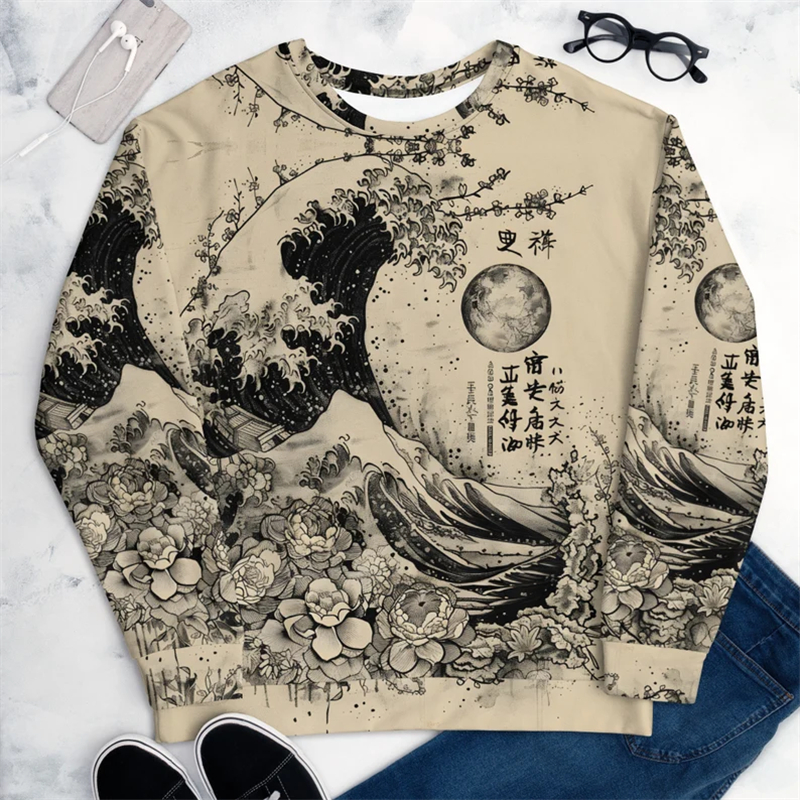 Japanese Retro Sweatshirt Men  - Street Fashion Japan 2025 avaliação e preço