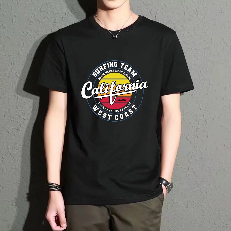 Men's Black Crew Neck Short-Sl - Street Fashion California avaliação e preço