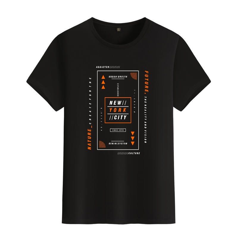 Men's Black Round-Neck Short-S - Street Fashion In New York avaliação e preço
