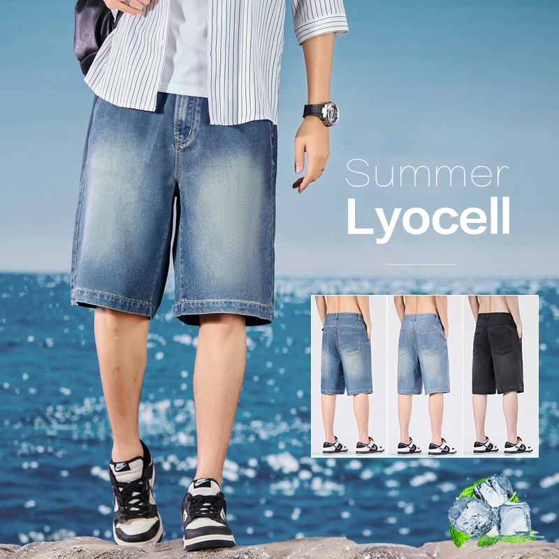 Summer Thin Men's Denim Shorts - Street Fashion Baggy avaliação e preço