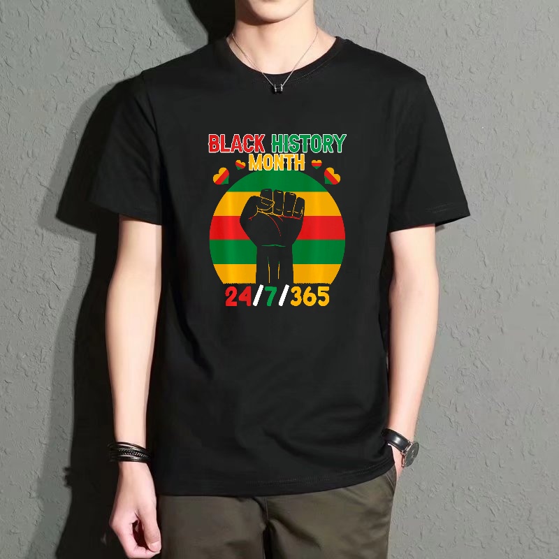 Men's Black Crew Neck Short-Sl - Street Fashion History avaliação e preço