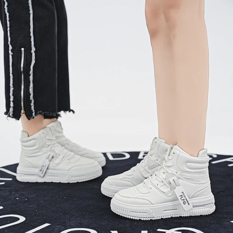 Women's White High-Top Platfor - Street Fashion Essentials avaliação e preço