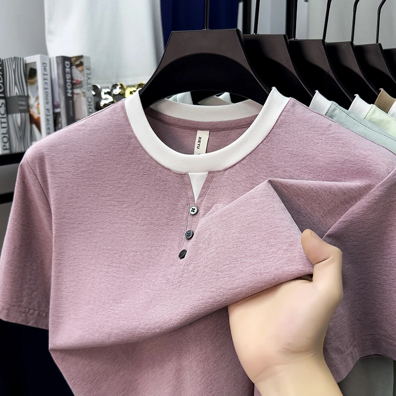 Mens Short Sleeve Henley Neck  - Street Fashion Tshirt avaliação e preço