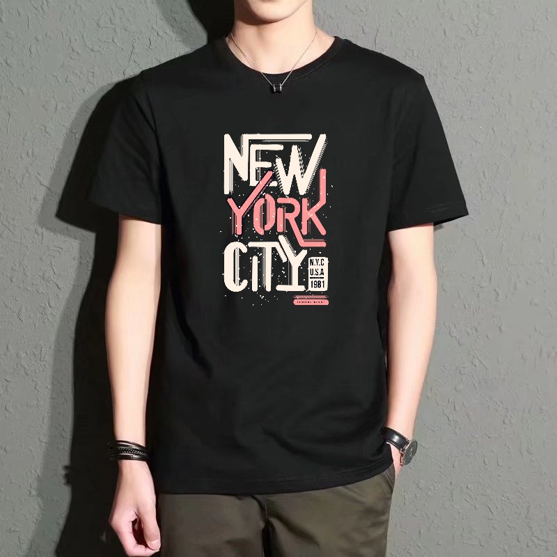 Men's Black Round-Neck Short-S - Street Fashion In New York avaliação e preço