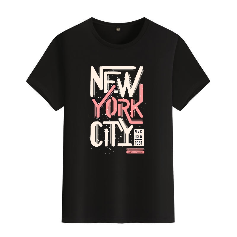 Men's Black Round-Neck Short-S - Street Fashion In New York avaliação e preço