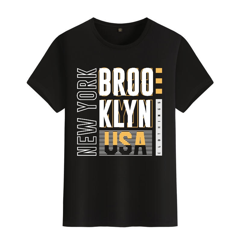 Men's Black Round-Neck Short-S - Street Fashion In New York avaliação e preço