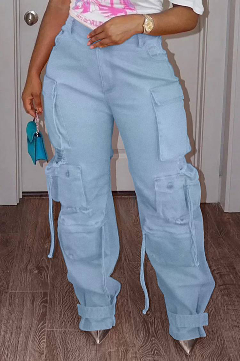 Plus Size Cargo Denim Jeans Po - Street Fashion Baggy avaliação e preço