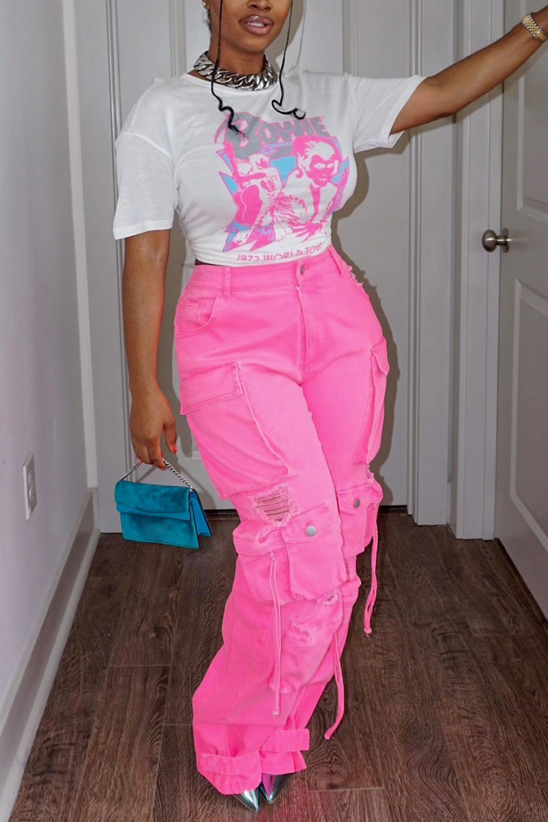 Plus Size Cargo Denim Jeans Po - Street Fashion Baggy avaliação e preço