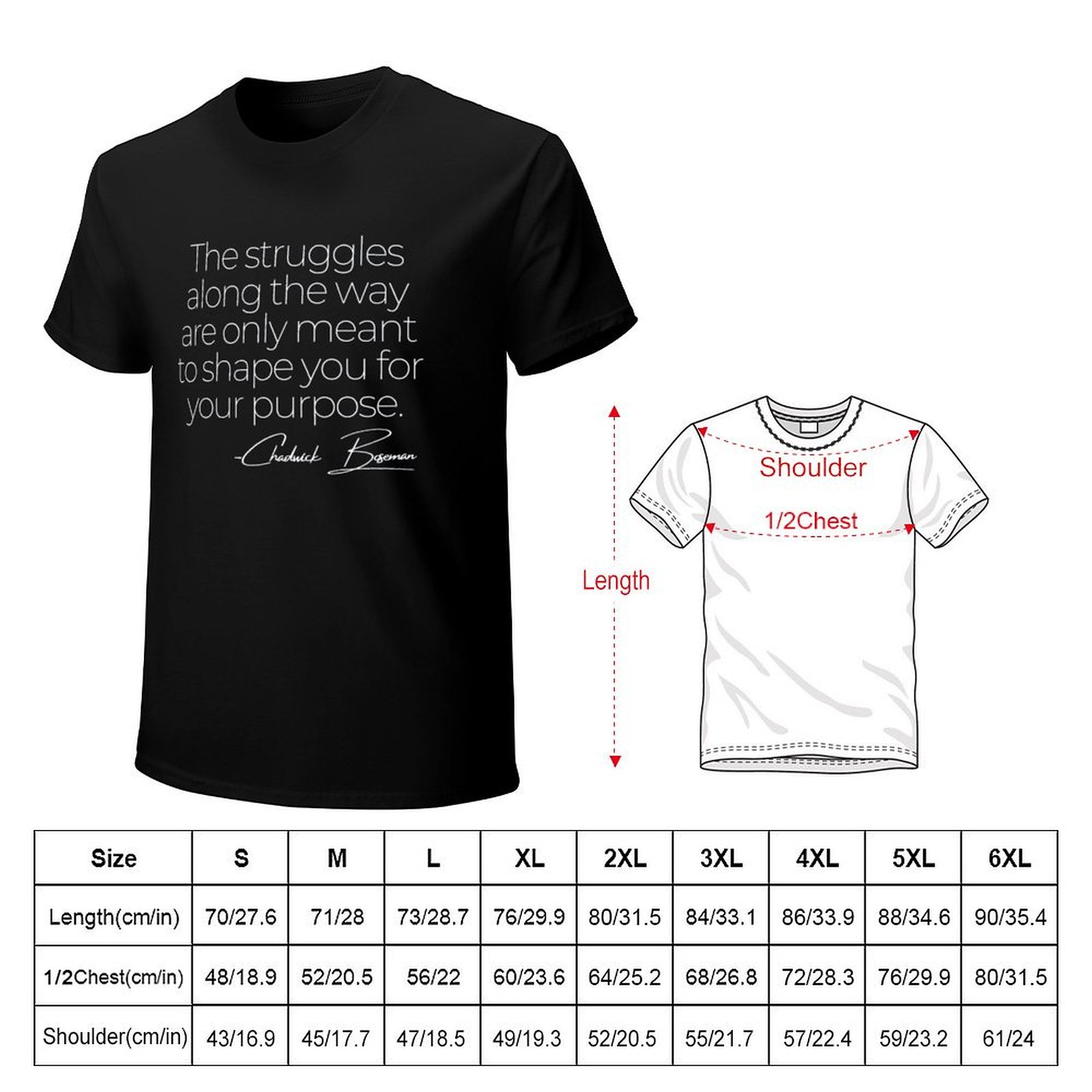 Chadwick Boseman Quote T-Shirt - Street Fashion Quotes avaliação e preço