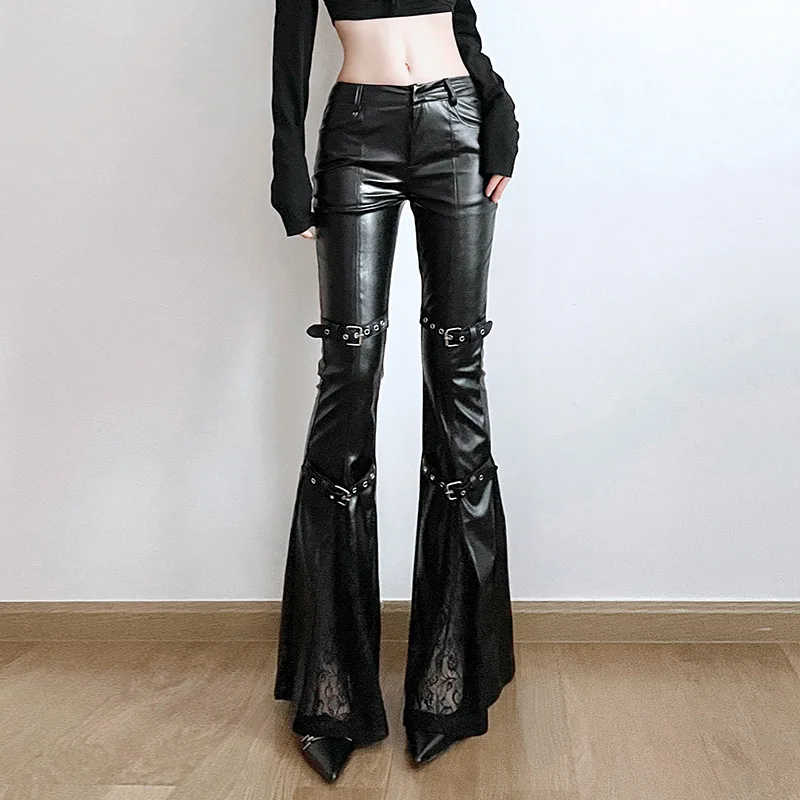Women's PU Leather Flare Pants - Street Fashion Vintage avaliação e preço