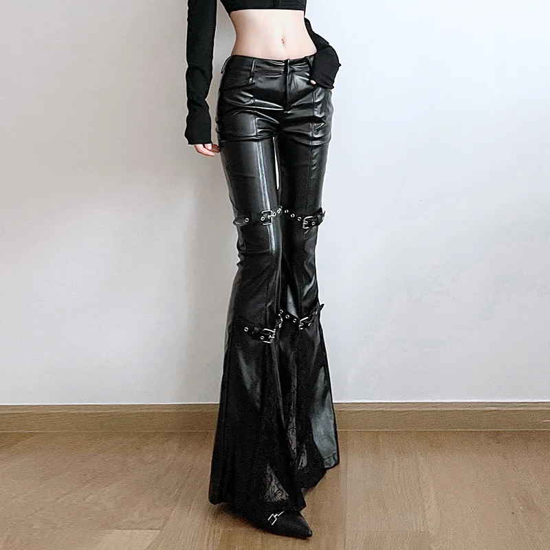Women's PU Leather Flare Pants - Street Fashion Vintage avaliação e preço