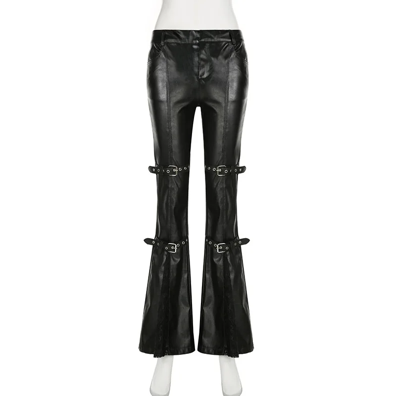 Women's PU Leather Flare Pants - Street Fashion Vintage avaliação e preço
