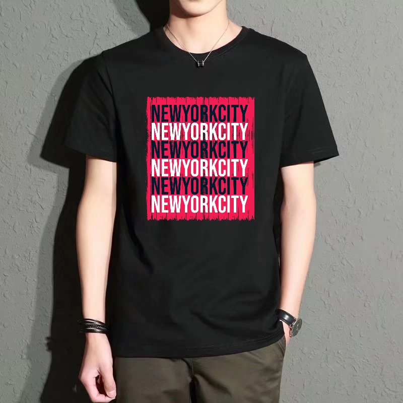 Men's Black Round-Neck Short-S - Street Fashion In New York avaliação e preço