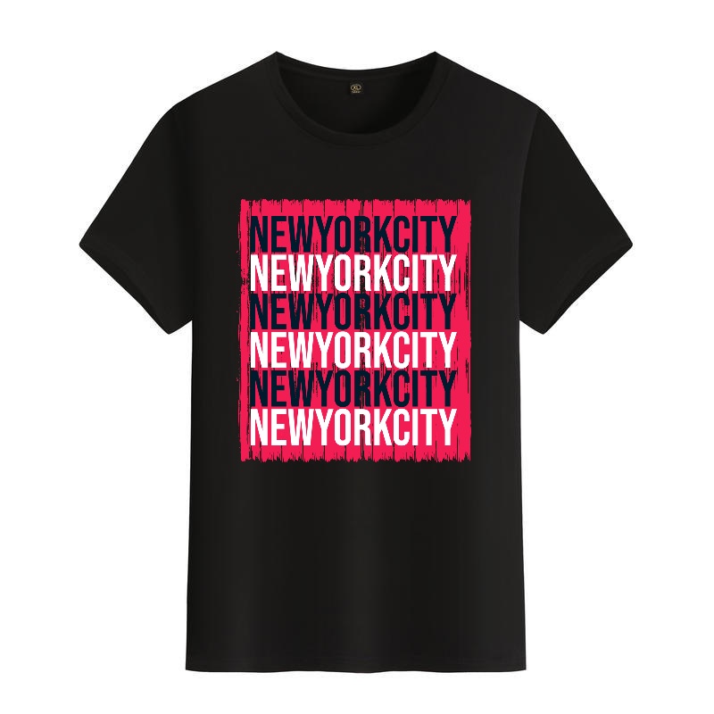 Men's Black Round-Neck Short-S - Street Fashion In New York avaliação e preço